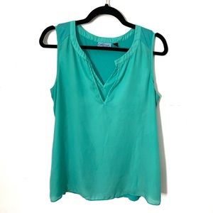 ♥️🤍💙Cynthia Rowley Teal Split Neck Blouse